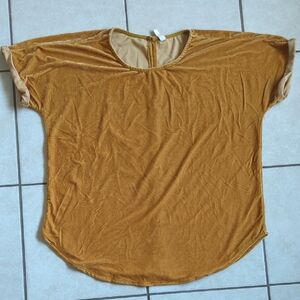 Oversized Gold Short Sleeve Velvet Tee